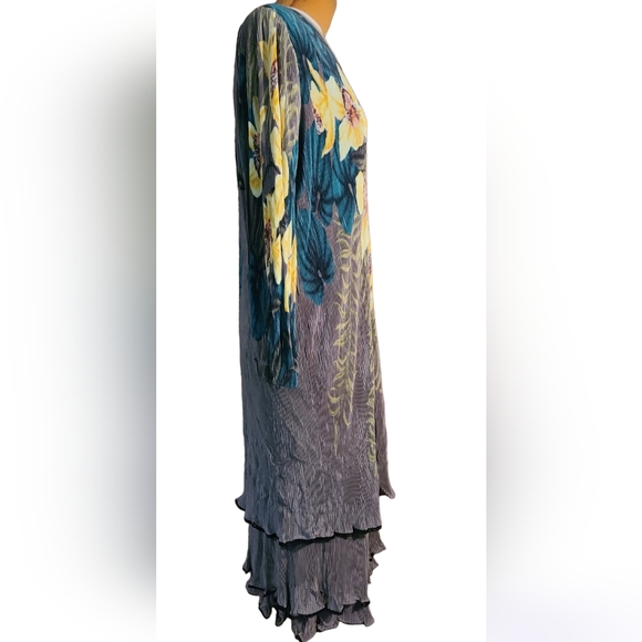 Vintage Euro Virginie Paris France Accordian Micro Pleats Floral Dress NWT - Picture 4 of 15